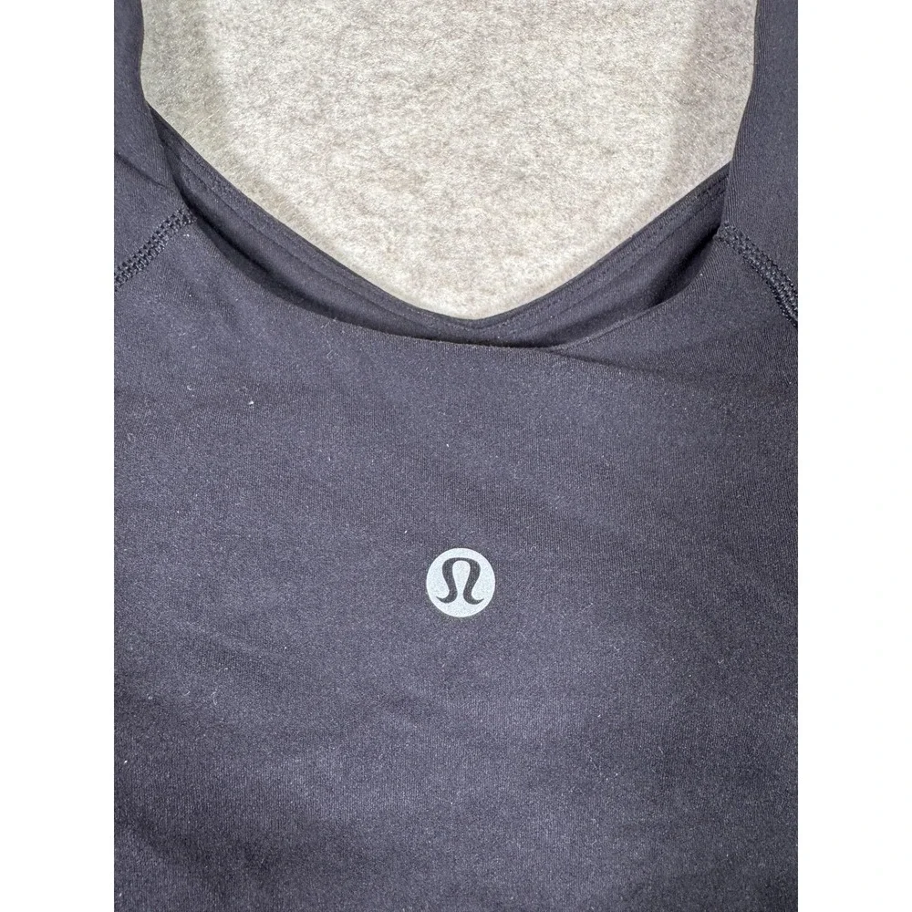 Lululemon Sports Bra Womens 12 Black Longline V Neck Yoga Athletic Gym Top
